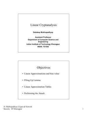 Linear Cryptanalysis Objectives