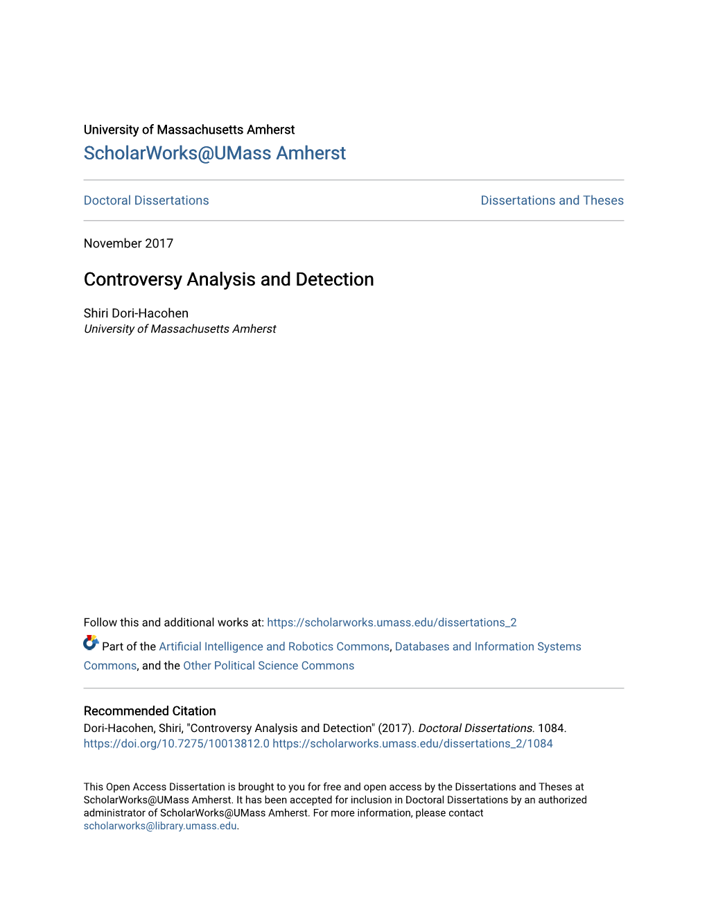 Controversy Analysis and Detection