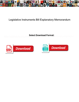 Legislative Instruments Bill Explanatory Memorandum