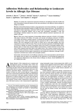 Adhesion Molecules and Relationship to Leukocyte Levels in Allergic Eye Disease