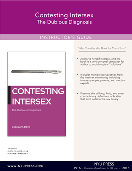 Contesting Intersex the Dubious Diagnosis