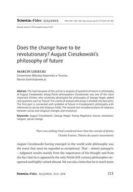August Cieszkowski's Philosophy of Future