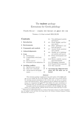 The Teubner Package Extensions for Greek Philology