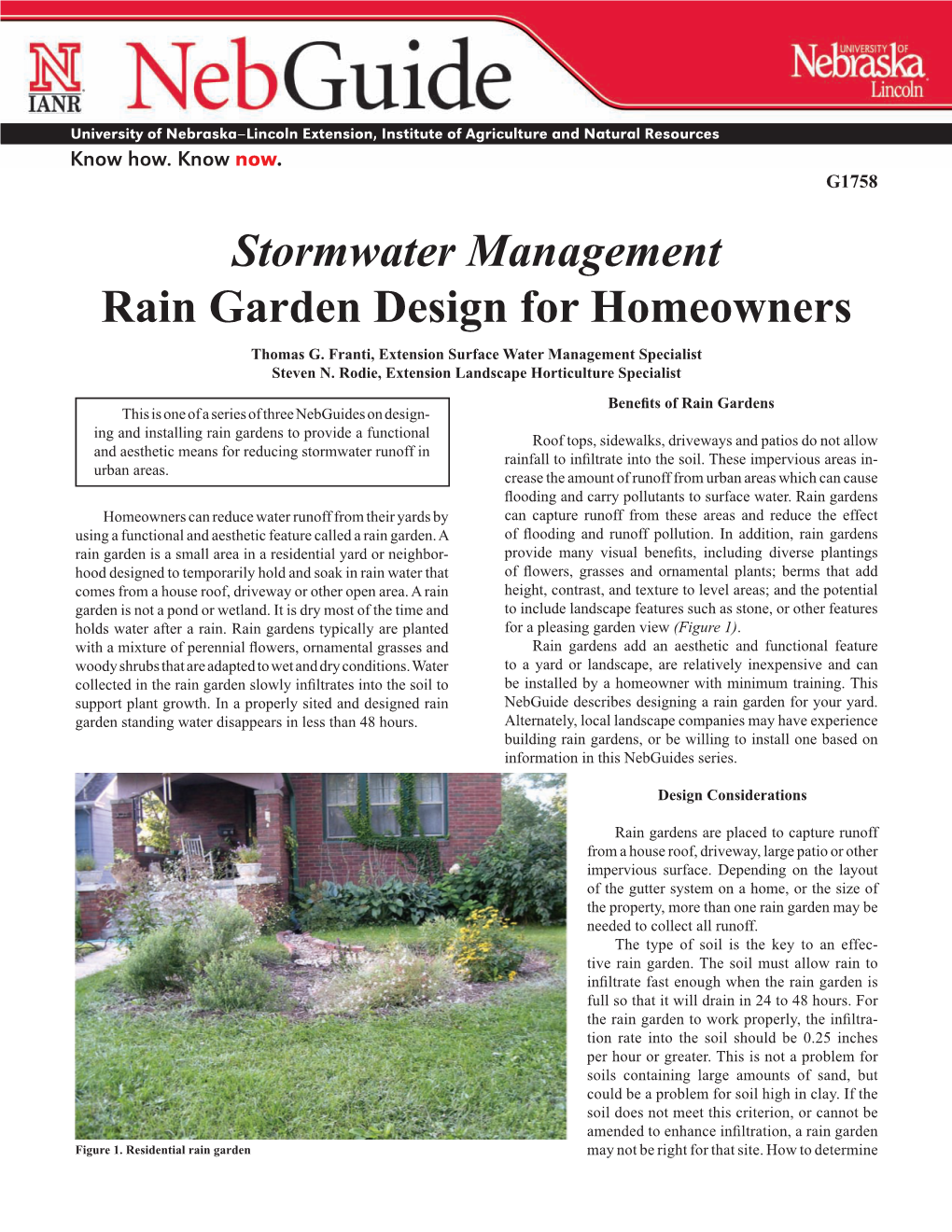 Stormwater Management Rain Garden Design for Homeowners Thomas G