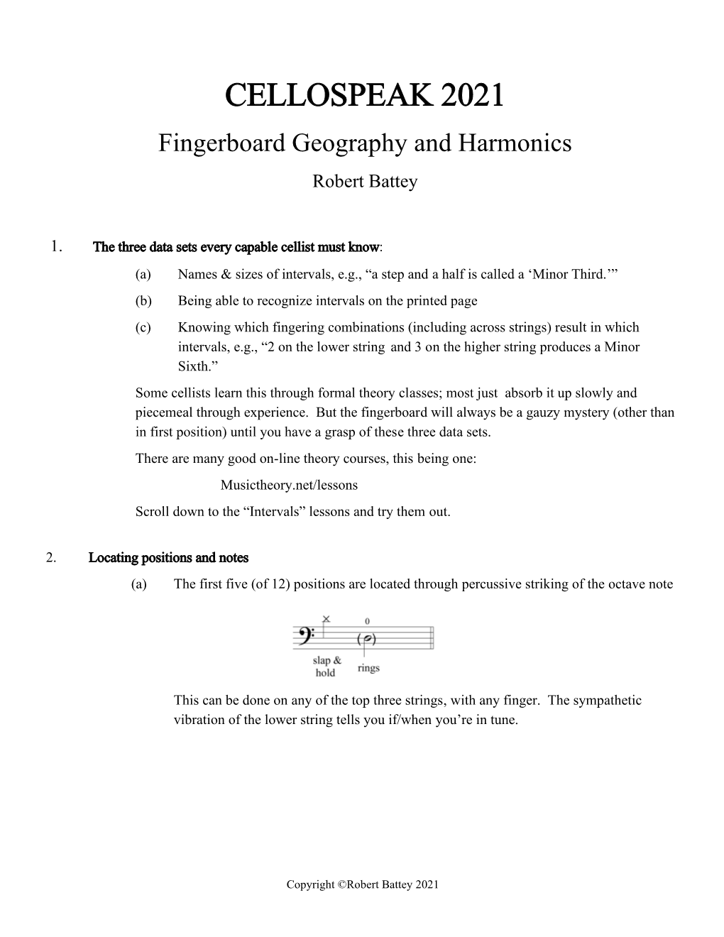 Fingerboard Geography and Harmonics Robert Battey