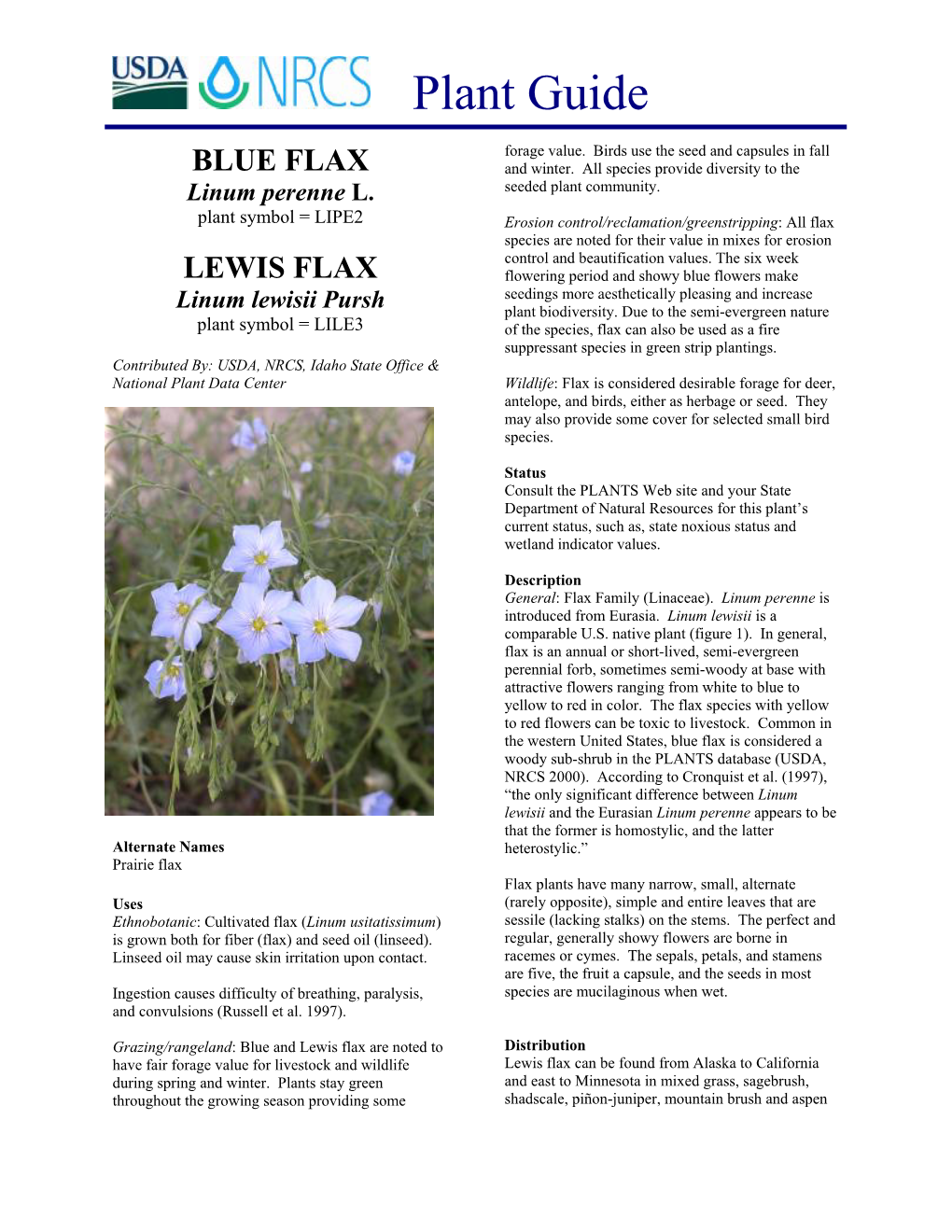 Blue and Lewis Flax