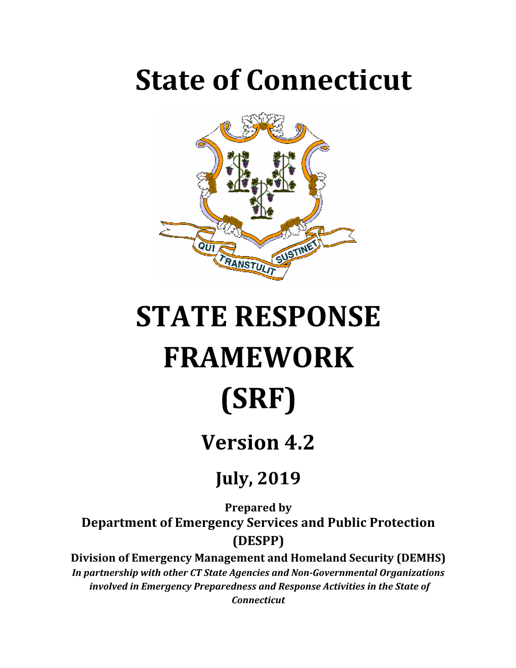 State of Connecticut State Response Framework (SRF) Table of Contents