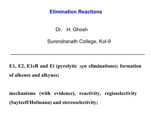Elimination Reactions E1, E2, E1cb and Ei