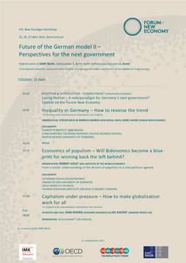 Future of the German Model II – Perspectives for the Next Government