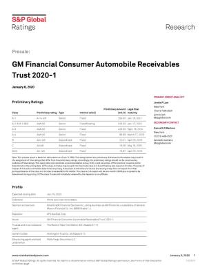 GM Financial Consumer Automobile Receivables Trust 2020-1