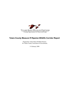 Tulare County Measure R Riparian-Wildlife Corridor Report