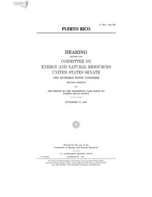 Puerto Rico Hearing Committee on Energy And