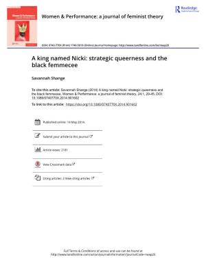 A King Named Nicki: Strategic Queerness and the Black Femmecee