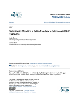 Water Quality Modelling in Dublin from Bray to Balbriggan GDSDS/75407/130