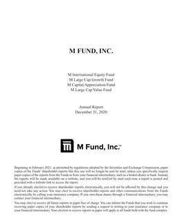 M Funds Annual Report 12.31.2020*