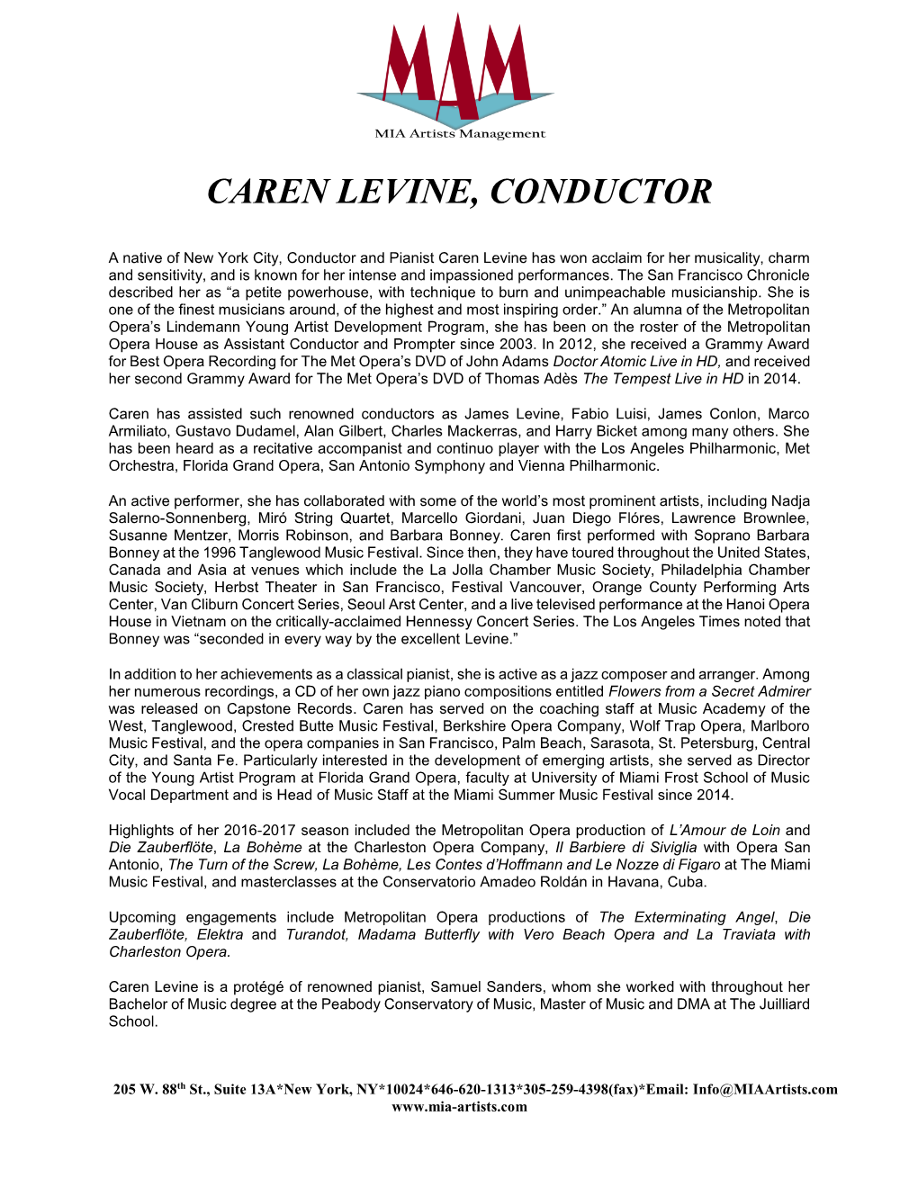 Caren Levine, Conductor