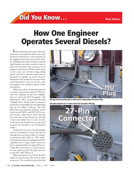 How One Engineer Operates Several Diesels?
