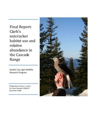 Clark's Nutcracker Habitat Use and Relative Abundance In