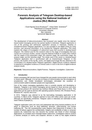 Forensic Analysis of Telegram Desktop-Based Applications Using the National Institute of Justice (NIJ) Method