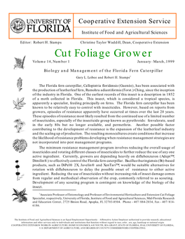 Cut Foliage Grower Volume 14, Number 1 January–March, 1999