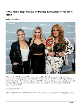 WWE Makes Huge Mistake by Pushing Ronda Rousey-Nia Jax at MITB