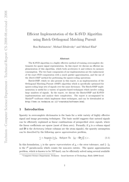 Efficient Implementation of the K-SVD Algorithm Using