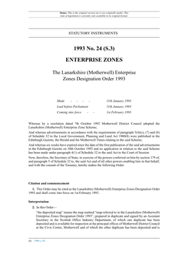 The Lanarkshire (Motherwell) Enterprise Zones Designation Order 1993