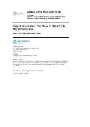 Rugged Resonances: from Music in Mccarthy to Mccarthian Music