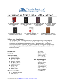 Reformation Study Bible, 2015 Edition