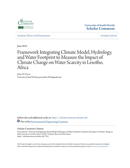 Framework Integrating Climate Model, Hydrology, and Water Footprint to Measure the Impact of Climate Change on Water Scarcity in Lesotho, Africa John W