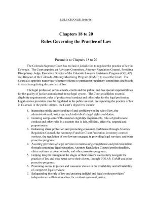 Chapters 18 to 20 Rules Governing the Practice of Law
