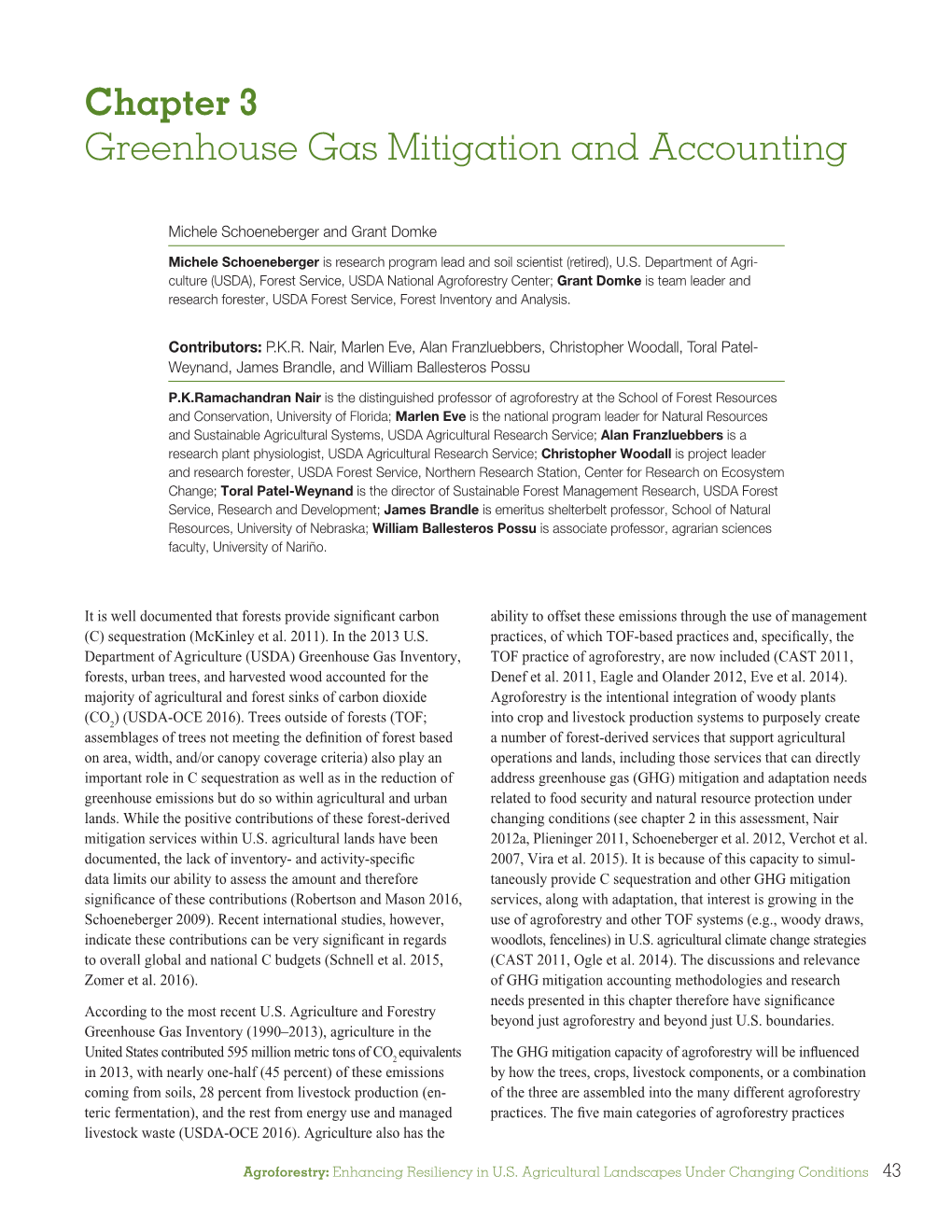 Greenhouse Gas Mitigation and Accounting. In: Agroforestry
