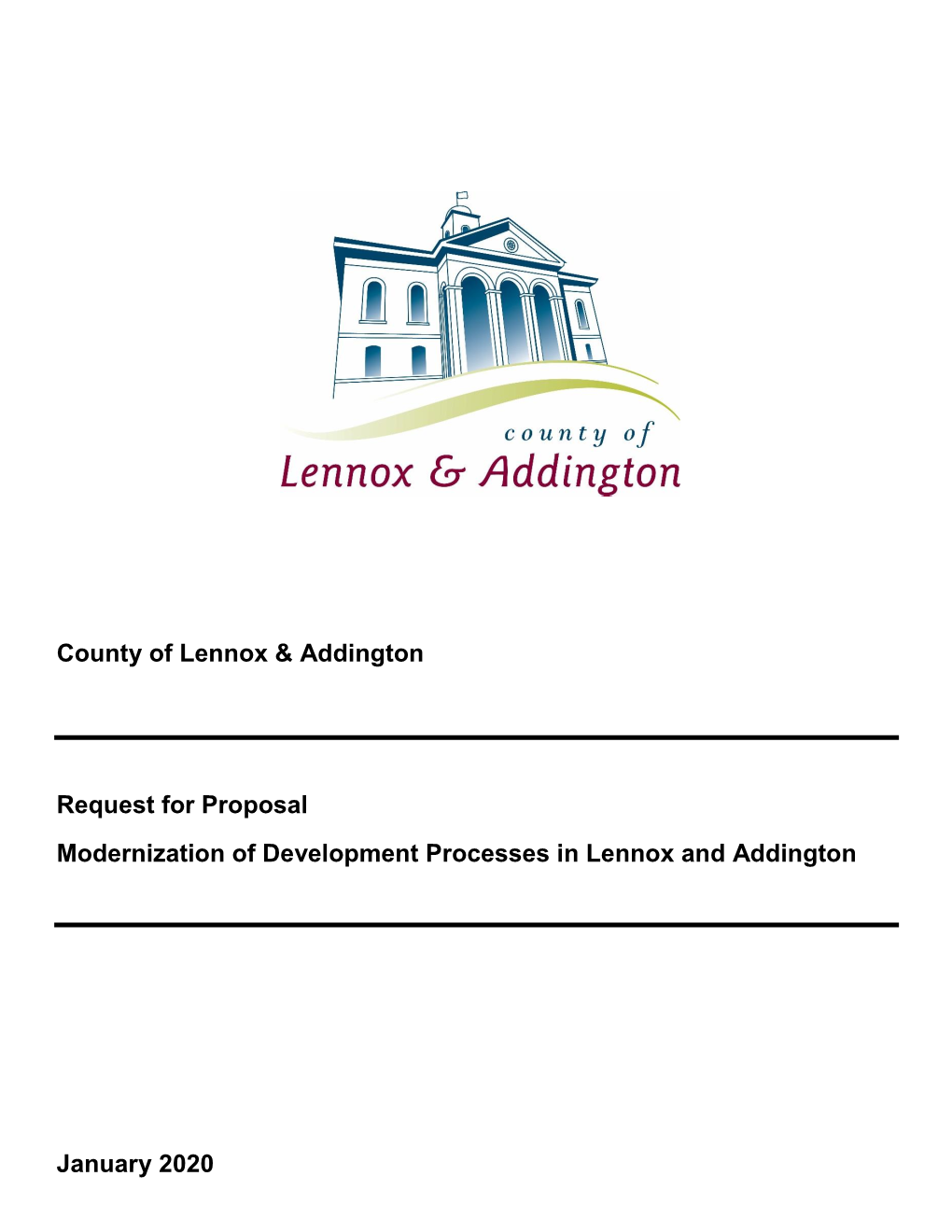 January 2020 County of Lennox & Addington Request for Proposal