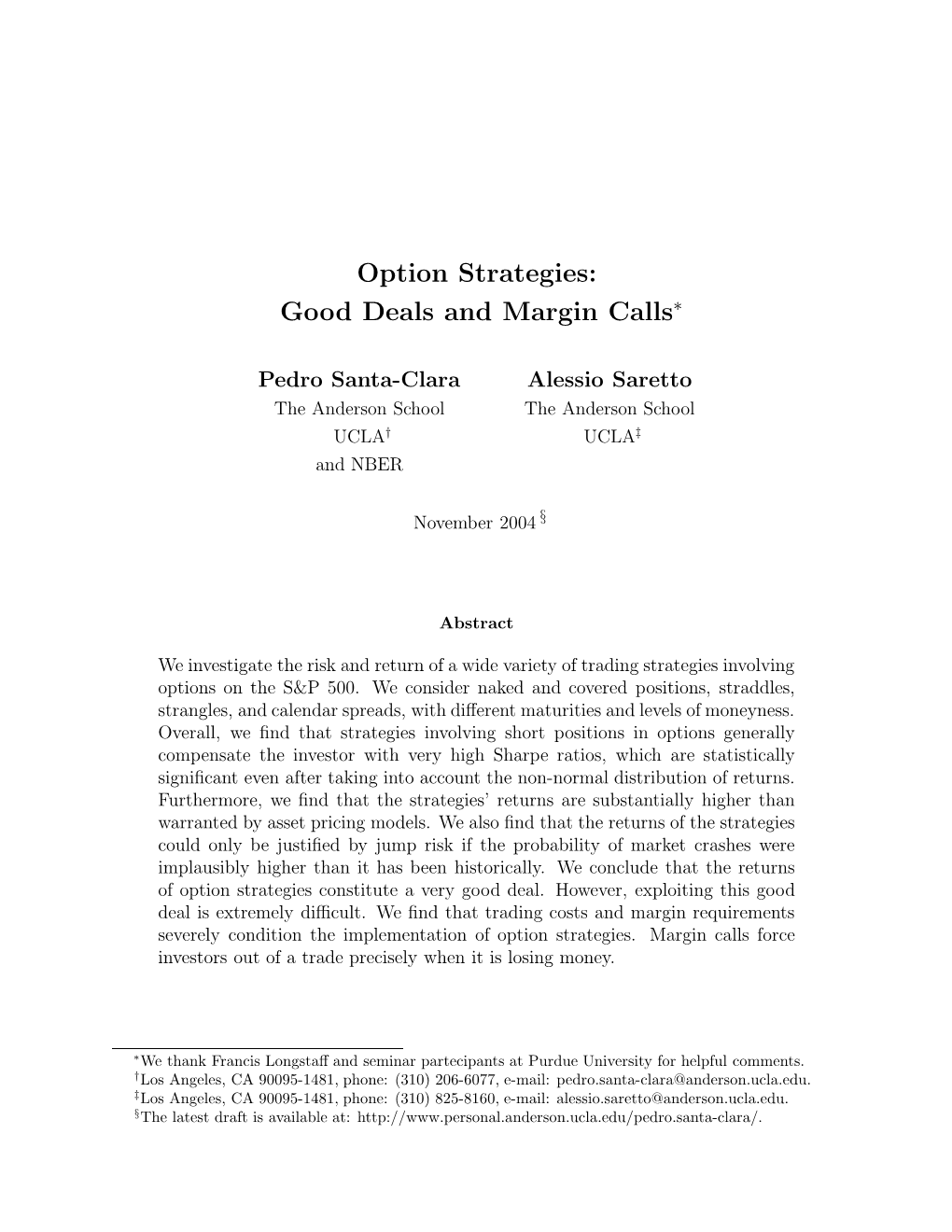 Option Strategies: Good Deals and Margin Calls∗