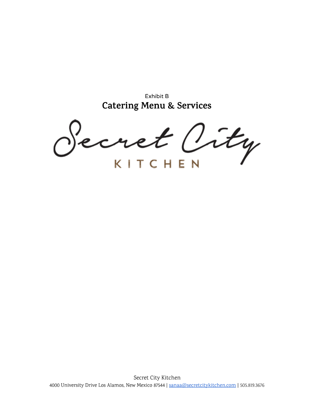 Catering Menu & Services