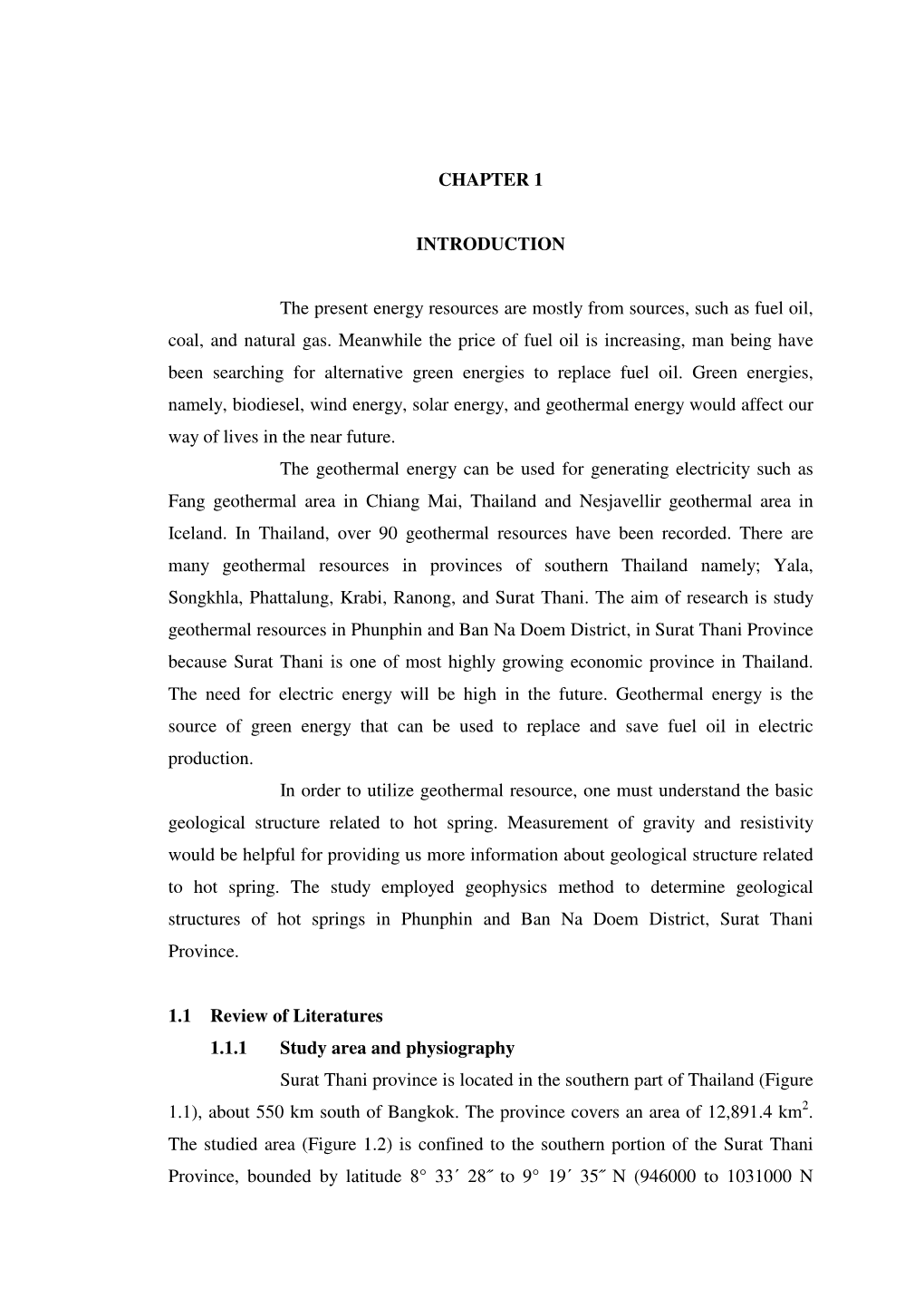 CHAPTER 1 INTRODUCTION the Present Energy Resources Are