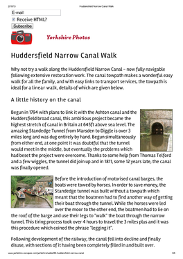 Huddersfield Narrow Canal Walk E-Mail Receive HTML? Subscribe