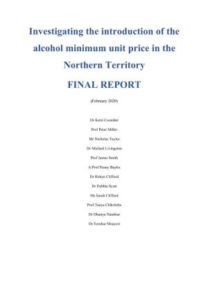 Investigating the Introduction of the Alcohol Minimum Unit Price in the Northern Territory