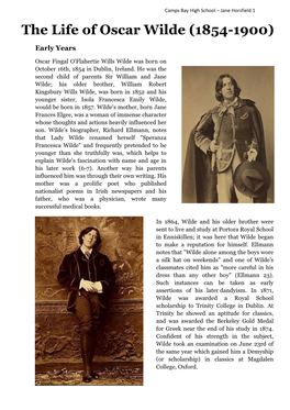 The Life of Oscar Wilde (1854-1900)
