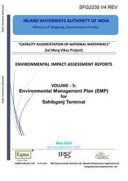 Environment Monitoring Plan of Sahibganj Terminal for Construction and Operation Phase