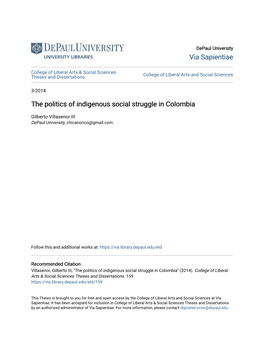 The Politics of Indigenous Social Struggle in Colombia