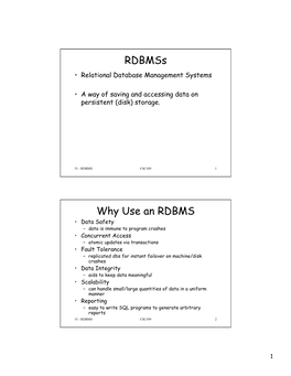 Rdbmss Why Use an RDBMS