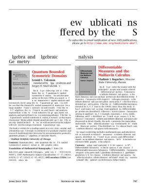 New Publications Offered by The