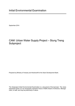 Urban Water Supply Project: Stung Treng Subproject