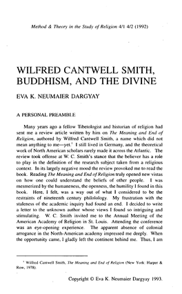 Wilfred Cantwell Smith, Buddhism, and the Divine Eva