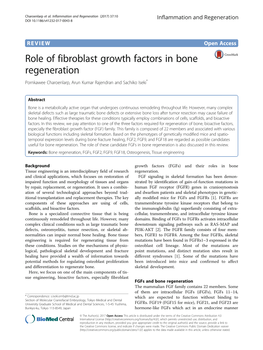Role of Fibroblast Growth Factors in Bone Regeneration Pornkawee Charoenlarp, Arun Kumar Rajendran and Sachiko Iseki*