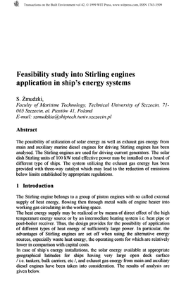 Feasibility Study Into Stirling Engines Application in Ship's Energy Systems