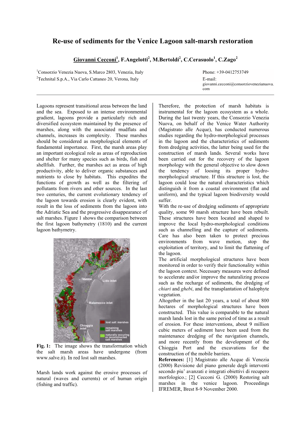 Re-Use of Sediments for the Venice Lagoon Salt-Marsh Restoration