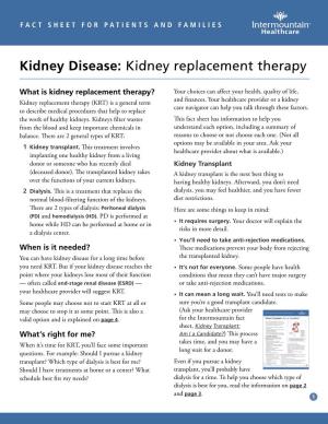 Kidney Disease: Kidney Replacement Therapy