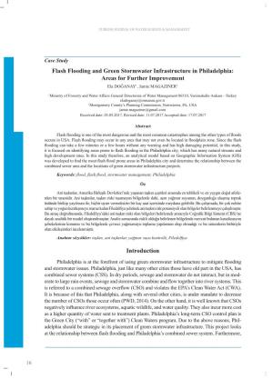 Flash Flooding and Green Stormwater Infrastructure in Philadelphia: Areas for Further Improvement Ela DOĞANAY1, Jamie MAGAZINER2